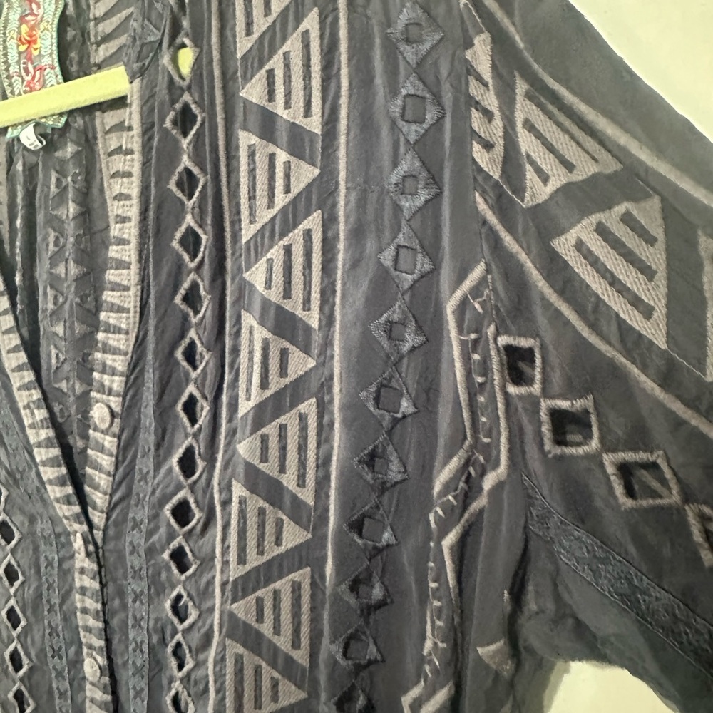 Johnny Was Purple/Gray Geometric Button Down Shirt - Picture 2 of 5